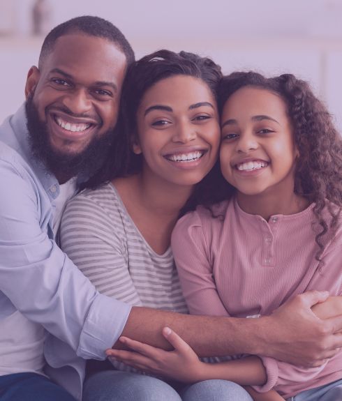 payment options hispanic family on the beach in a pyramid smiling at camera